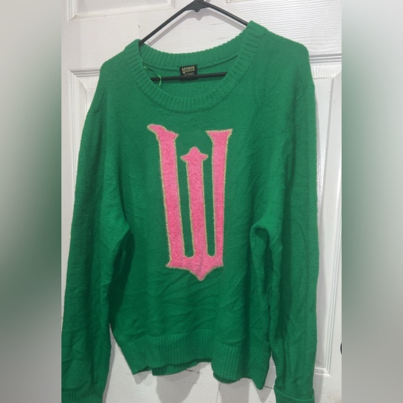 Wicked Sweaters - Wicked green sweater with pink glitter logo Size XXL #glamour #wickedtheatre